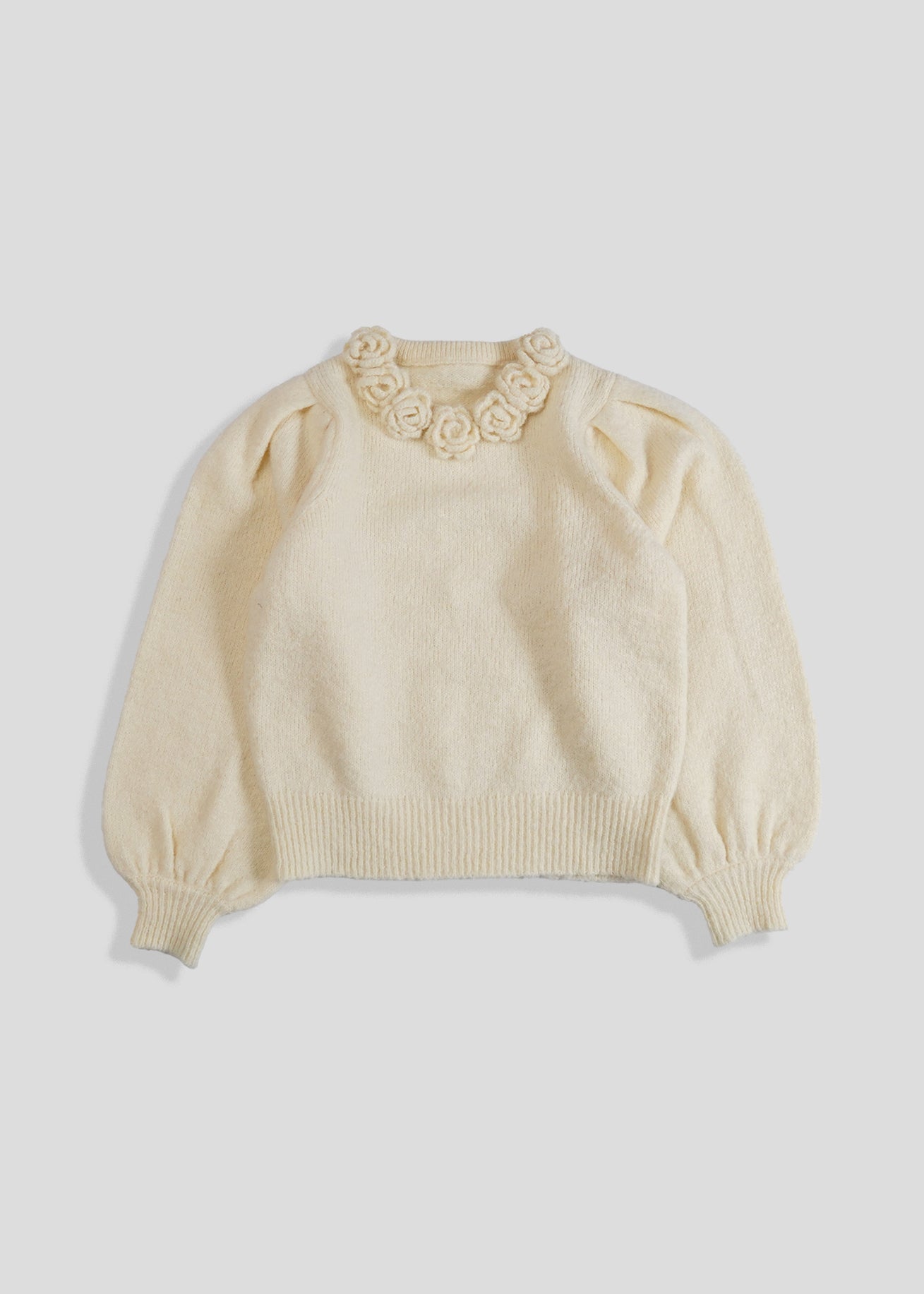 rose necklace sweater-CREAM