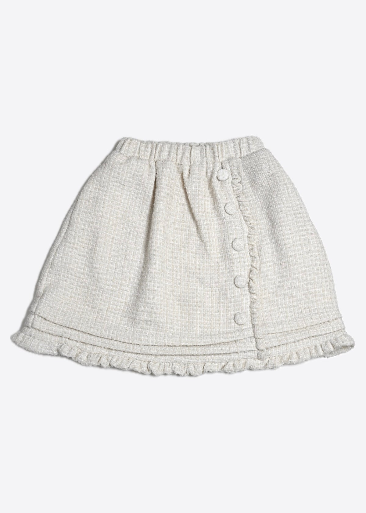 button frill tweed skirt