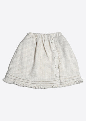 button frill tweed skirt