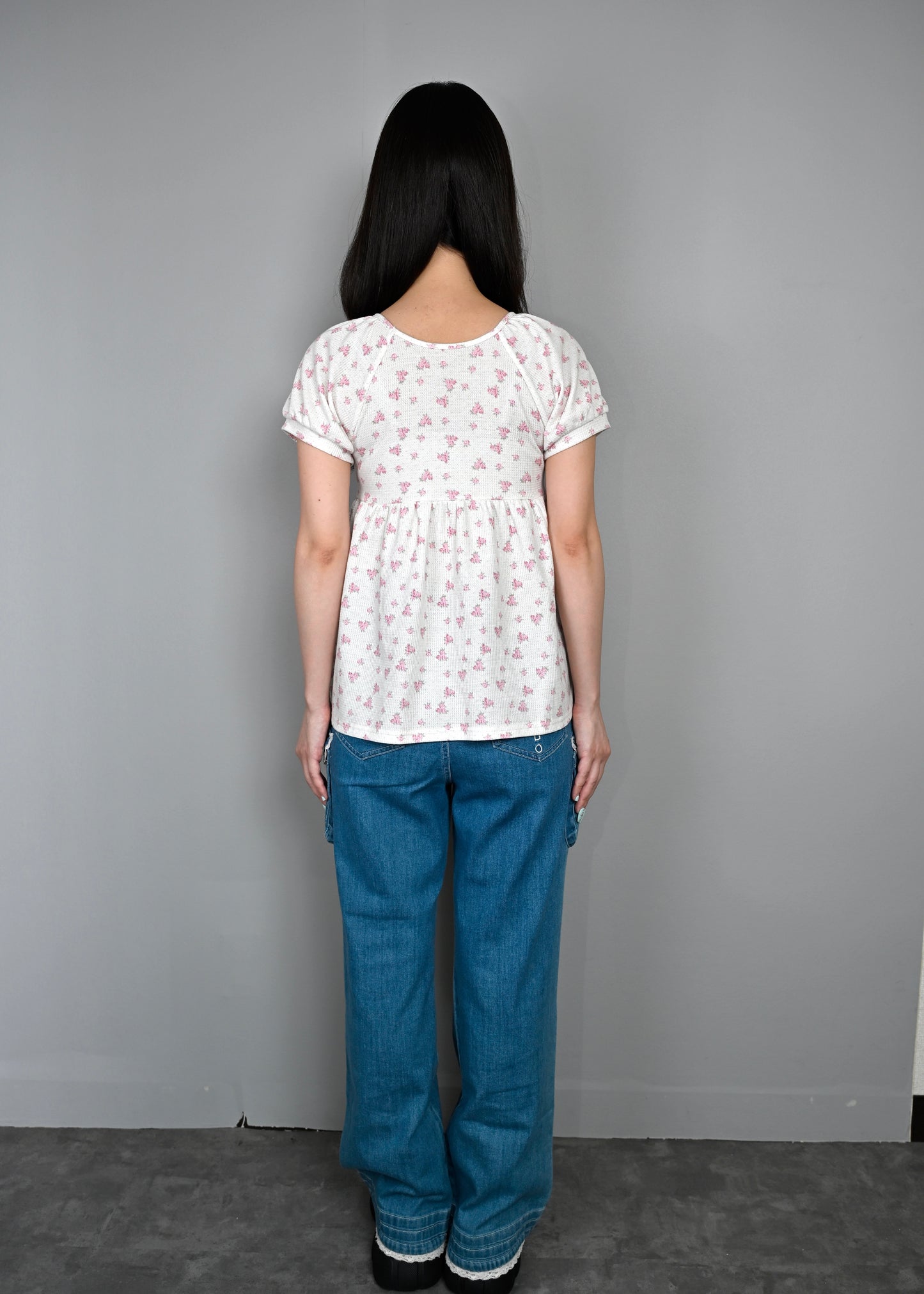 【8月初旬発送】flower waffle ribbon tunic