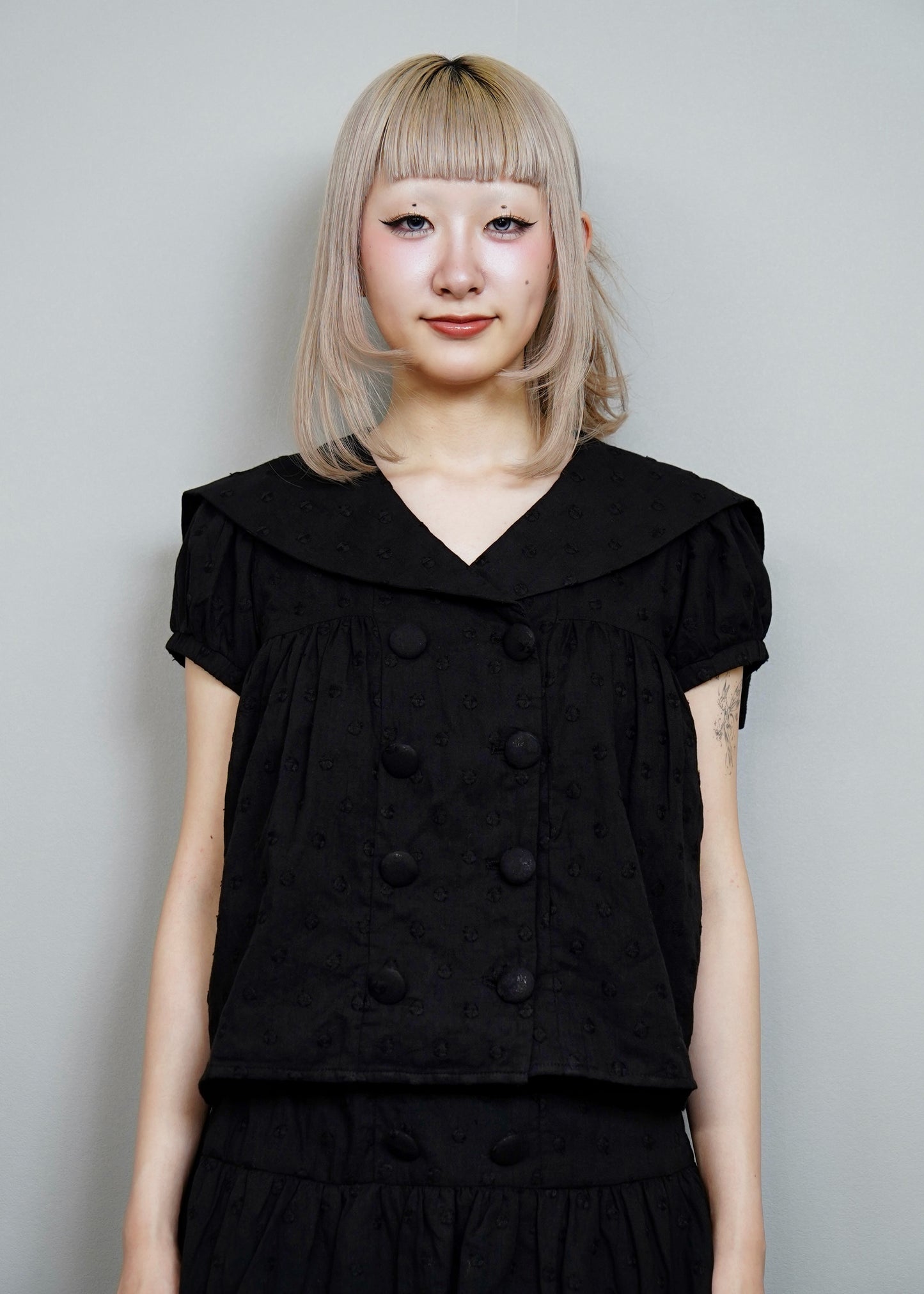 cotton dot stitch sailor blouse