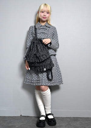 velvet dot woolly frill knapsack