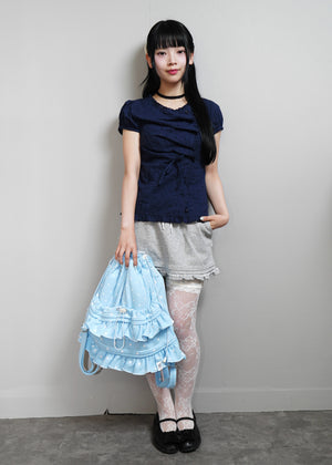 dot frill knapsack-pink&blue