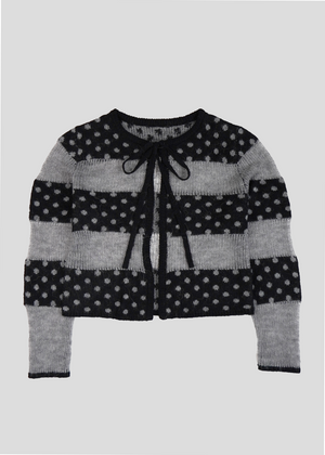 color dot knit cardigan