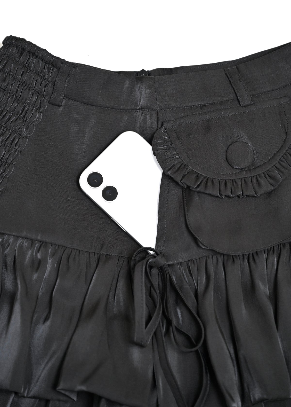 cargo frill shimmer tiered skirt