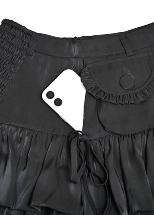 cargo frill shimmer tiered skirt