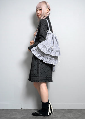 velvet dot woolly frill knapsack