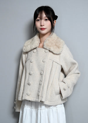 grace fur collar wool coat