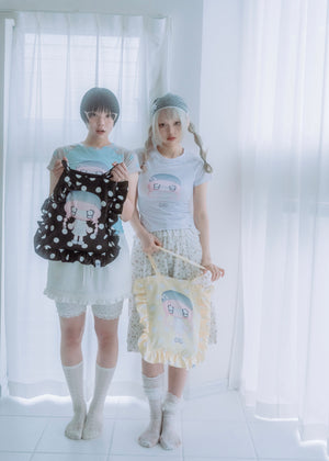 【HUHUEE】gallery girl satin frill bag