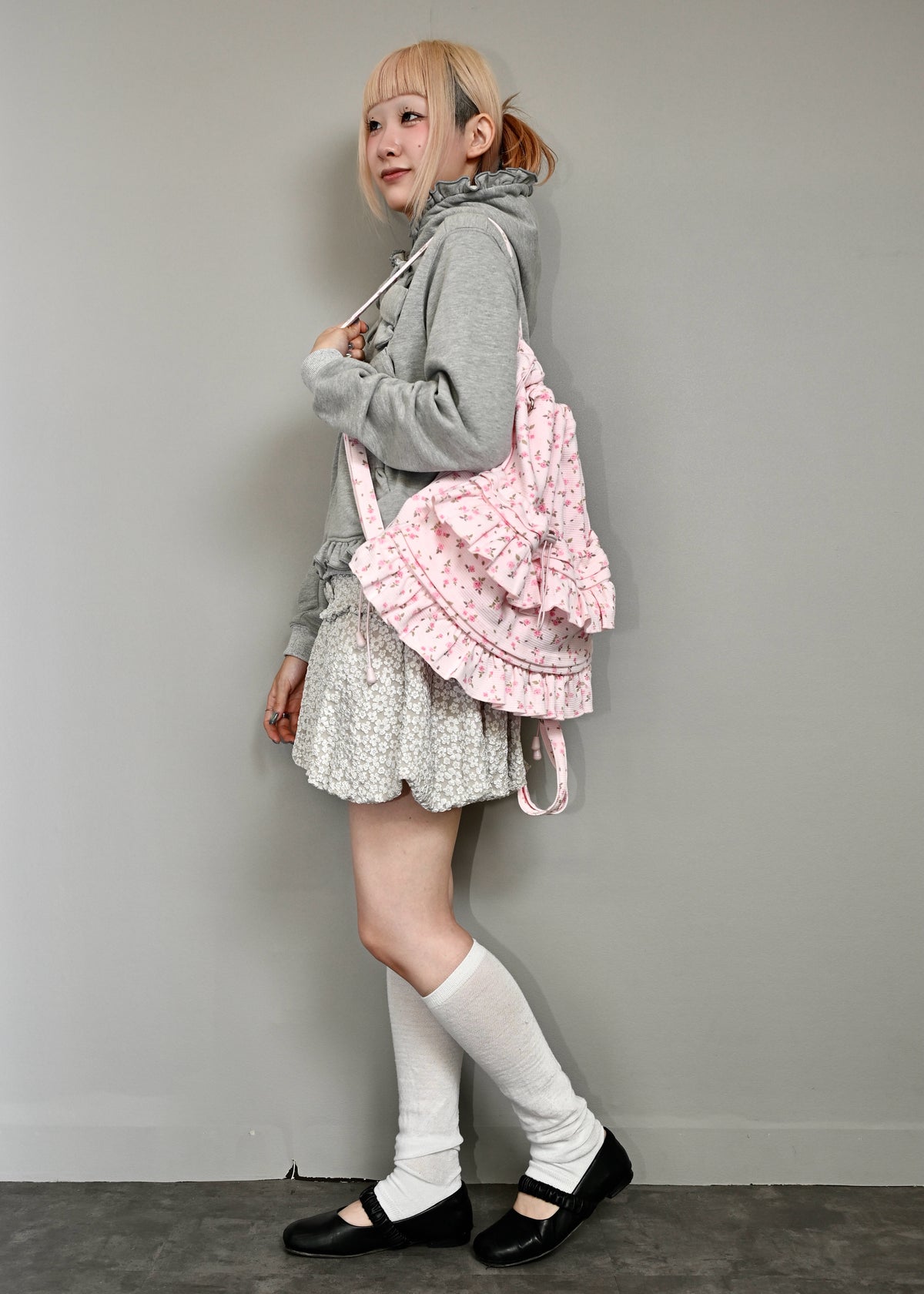 flower waffle frill knapsack