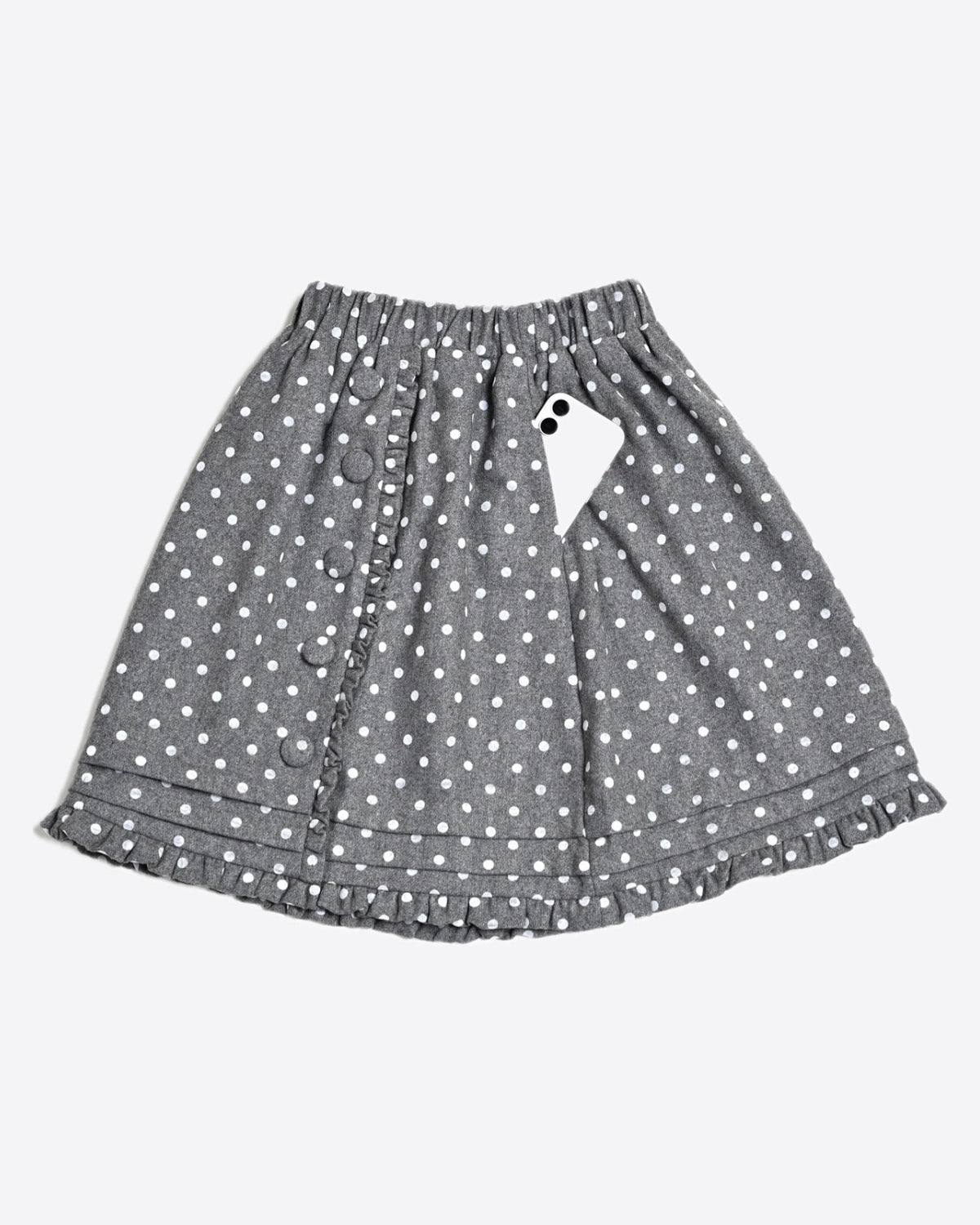 button frill wool dot skirt
