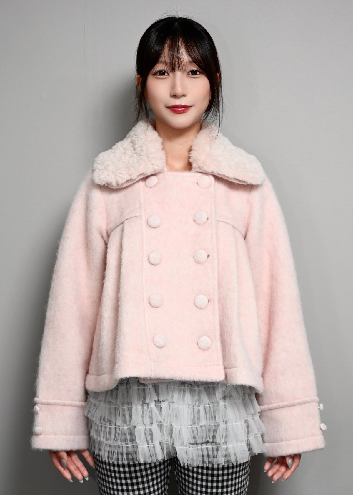 grace fur collar wool coat