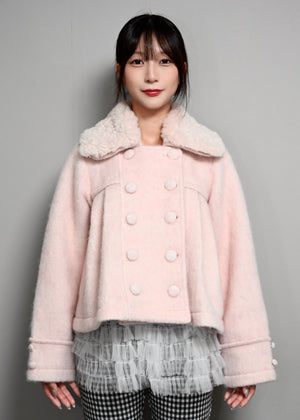 grace fur collar wool coat