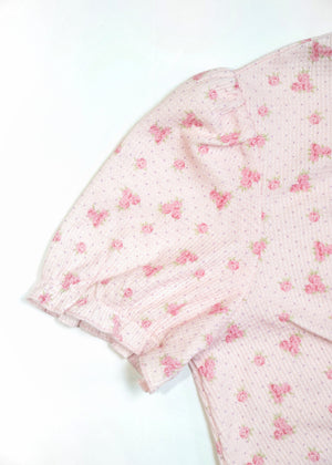 flower waffle frill button-up Tee