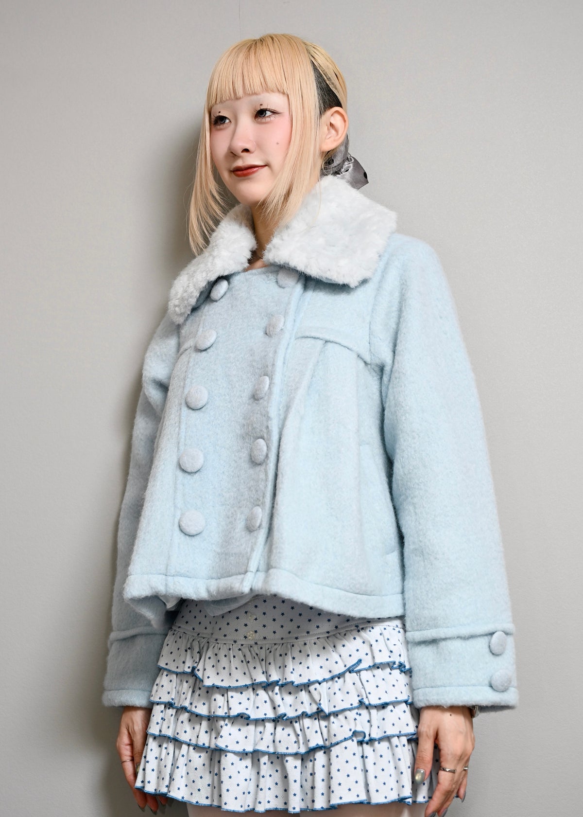grace fur collar wool coat