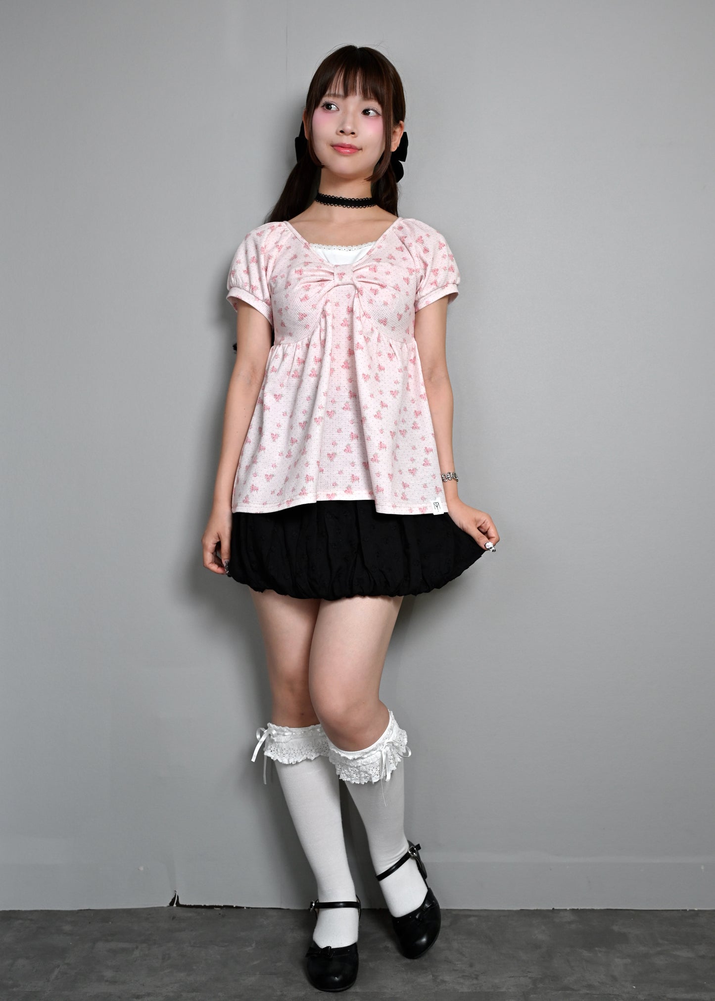 【8月初旬発送】flower waffle ribbon tunic