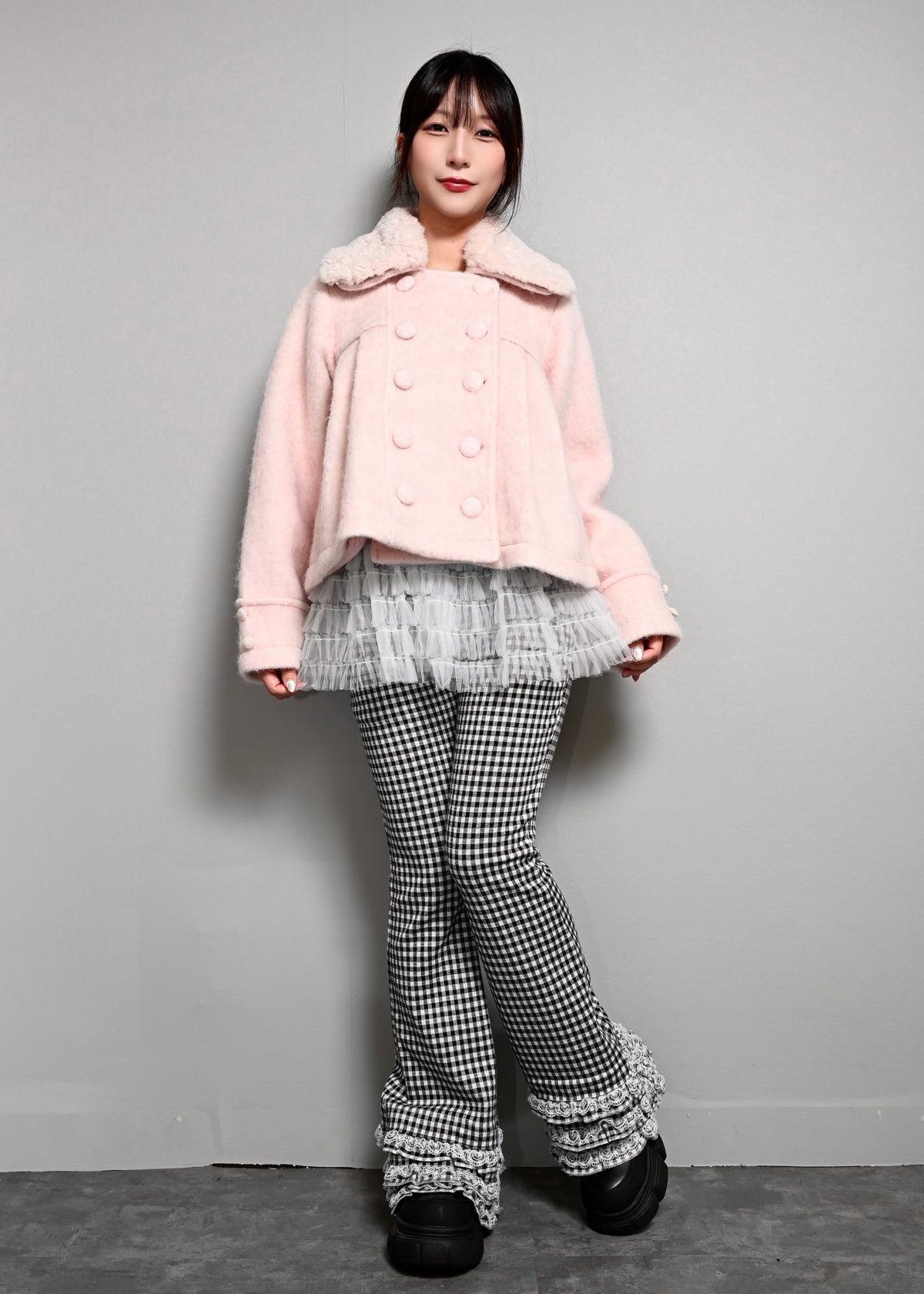 grace fur collar wool coat