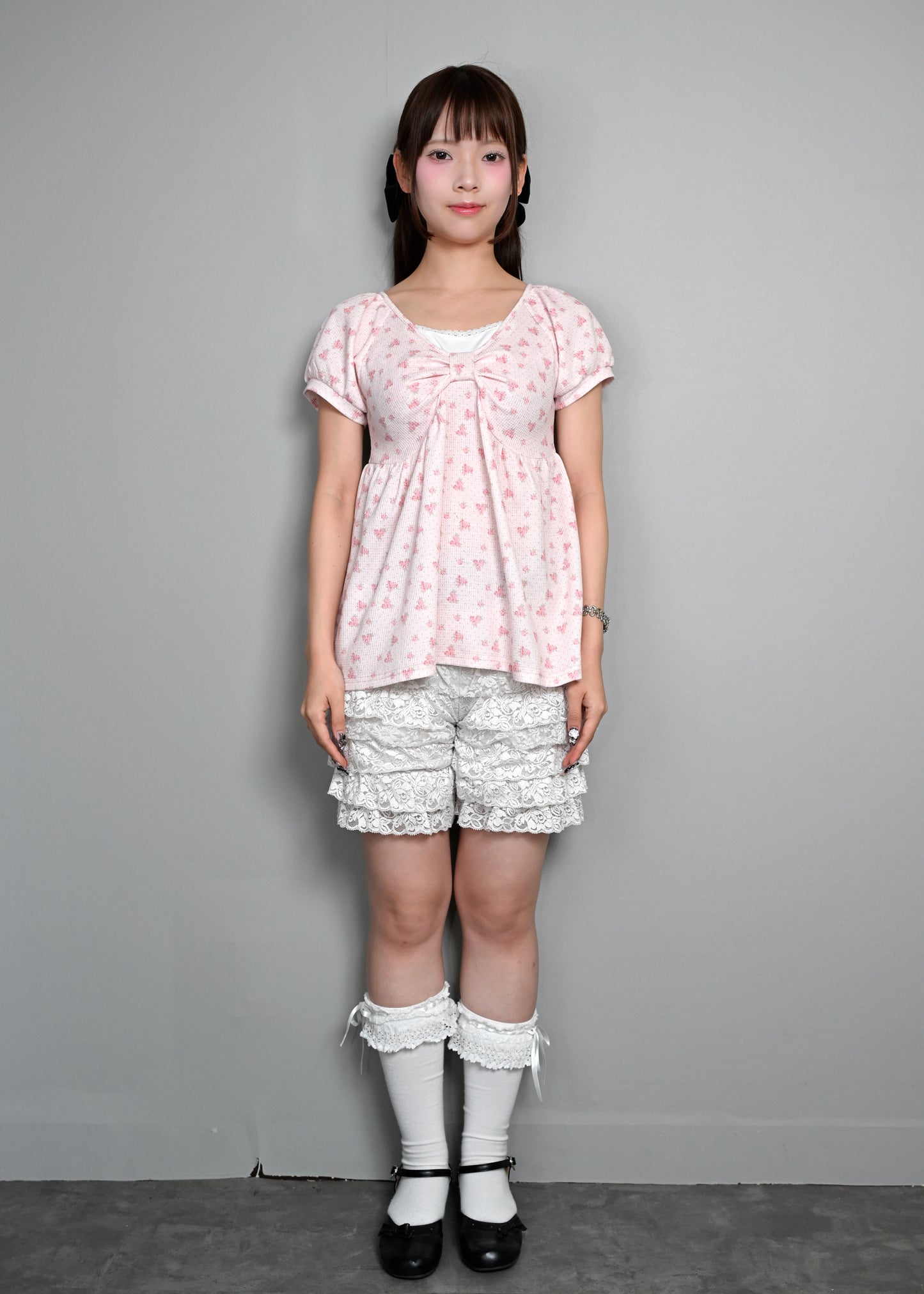 【8月初旬発送】flower waffle ribbon tunic