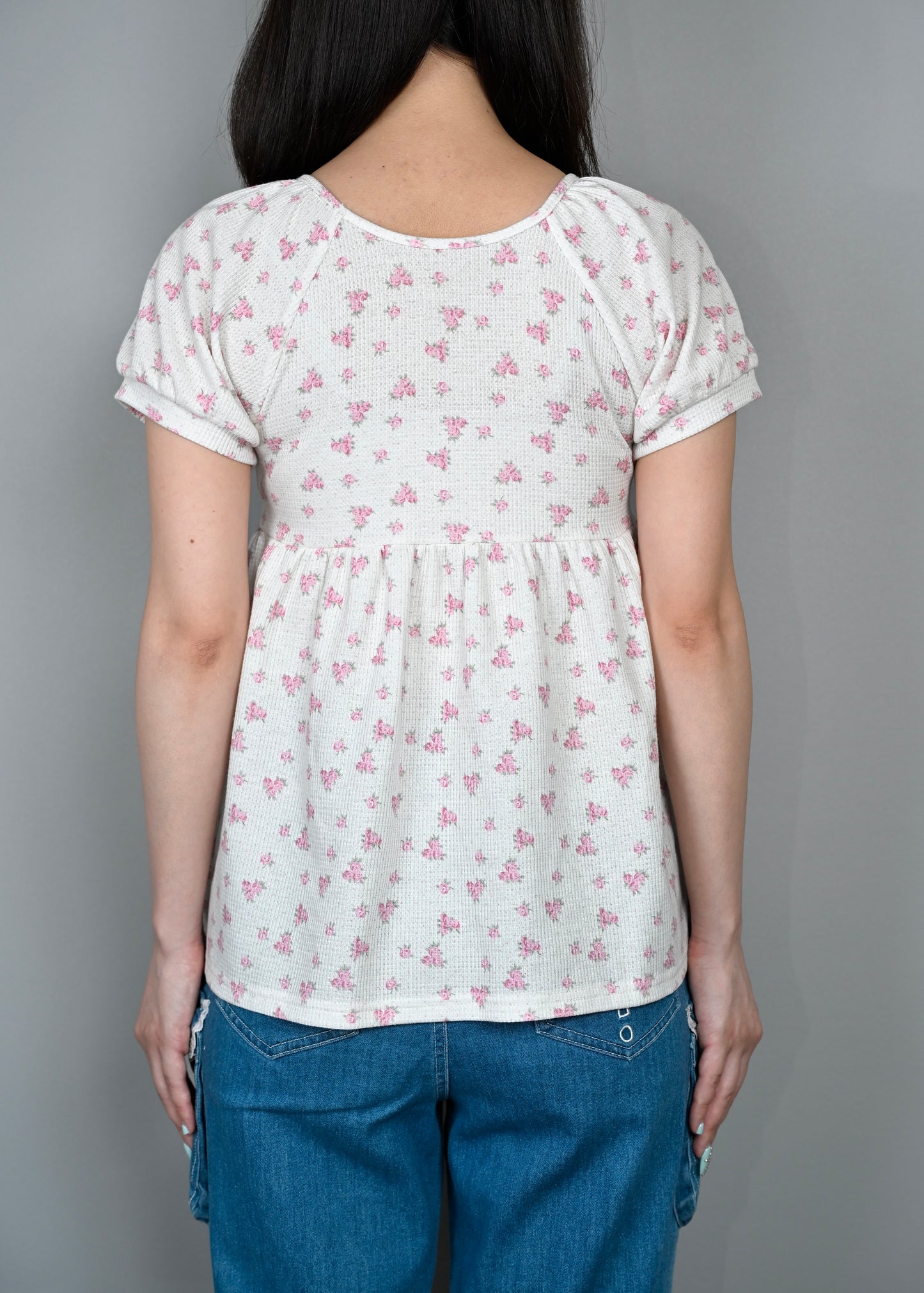 【8月初旬発送】flower waffle ribbon tunic