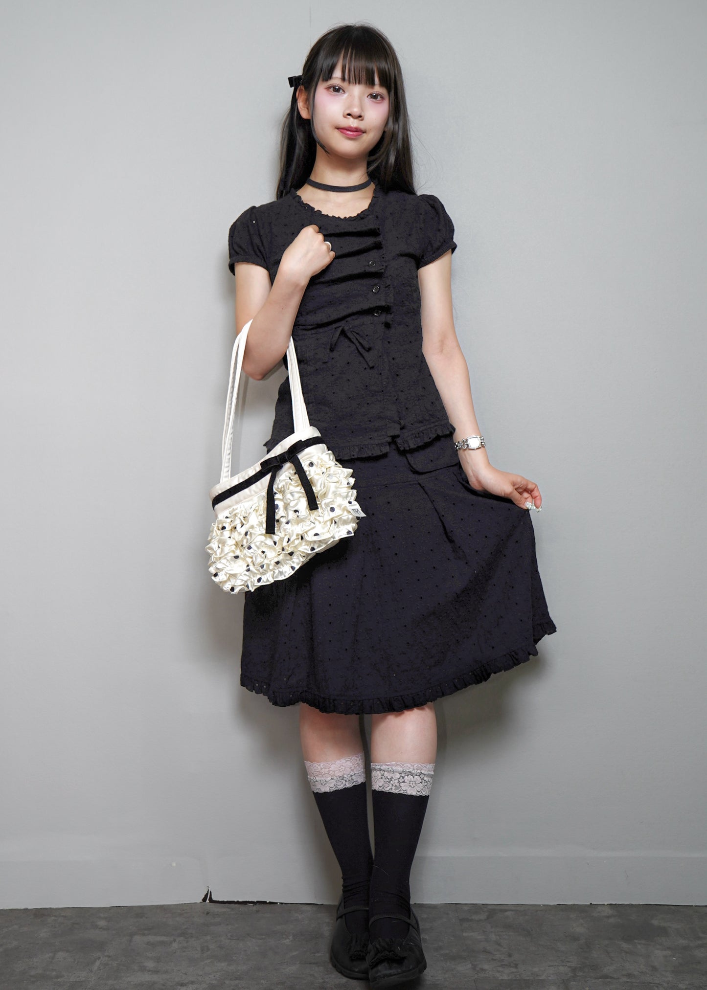 ribbon ruffle satin bag