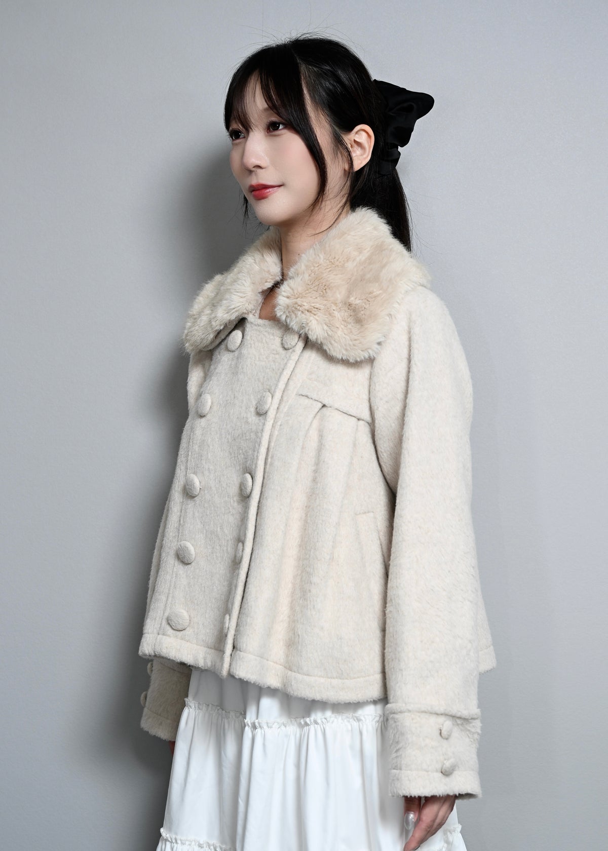 grace fur collar wool coat