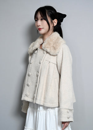 grace fur collar wool coat