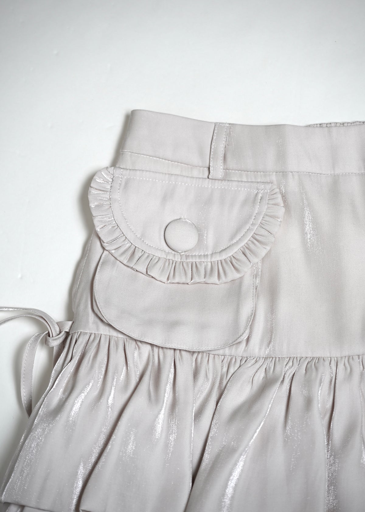 cargo frill shimmer tiered skirt