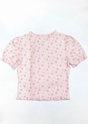 flower waffle frill button-up Tee