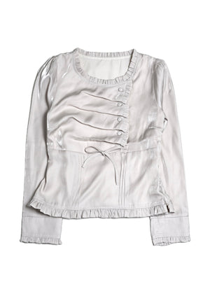 button up shimmer blouse