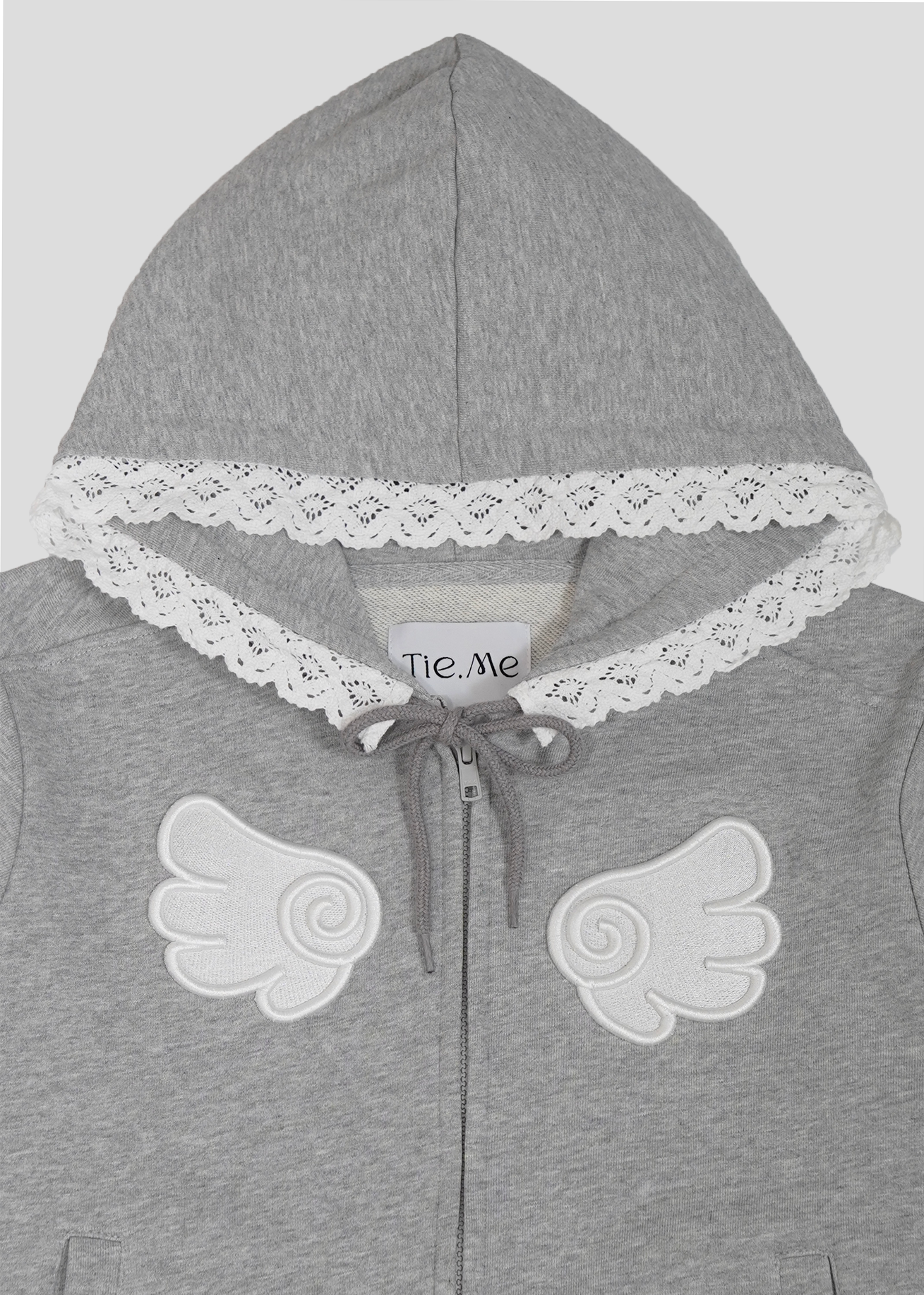 【予約販売】wings lace zip hoodie-GRAY