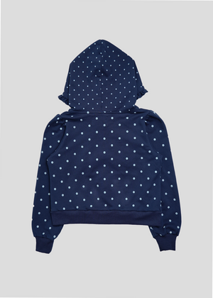 dot frill cotton zip hoodie