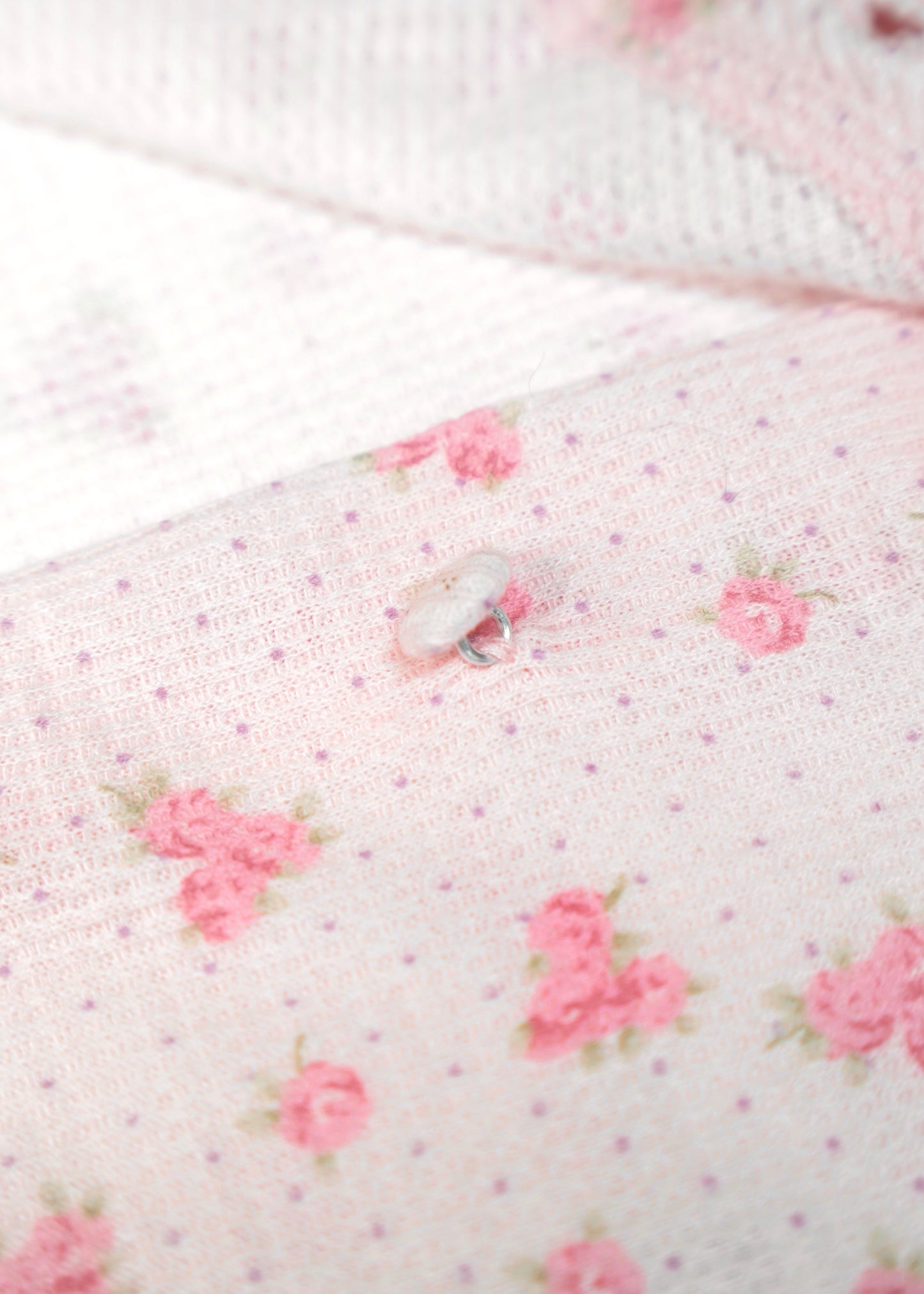 flower waffle frill button-up Tee