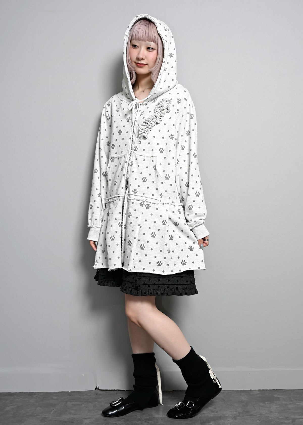 button frill wool dot skirt