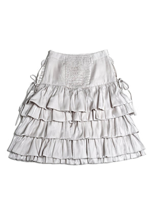 cargo frill shimmer tiered skirt