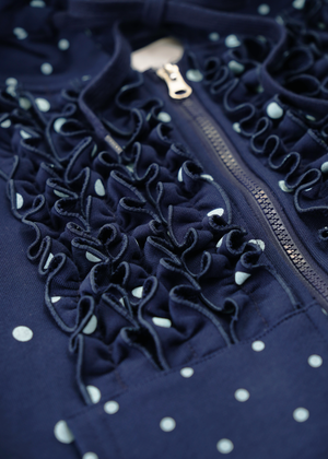 dot frill cotton zip hoodie