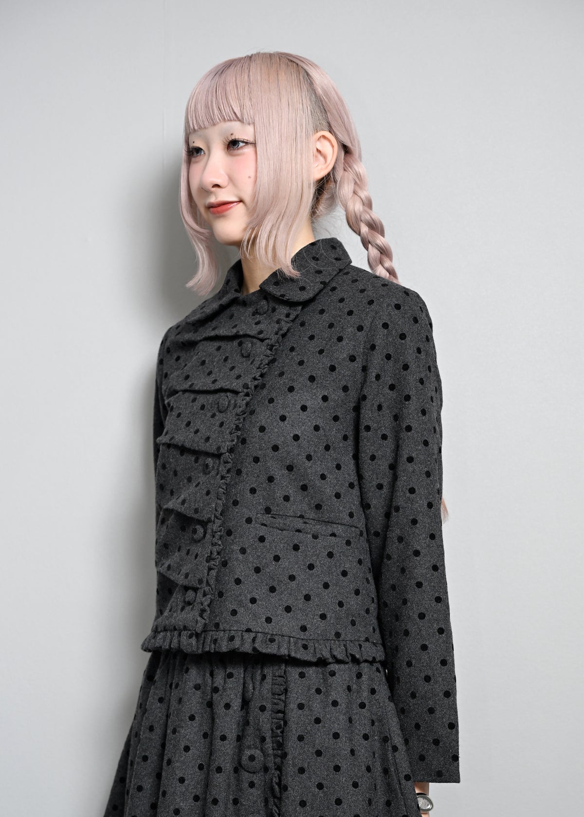 button up wool dot jacket