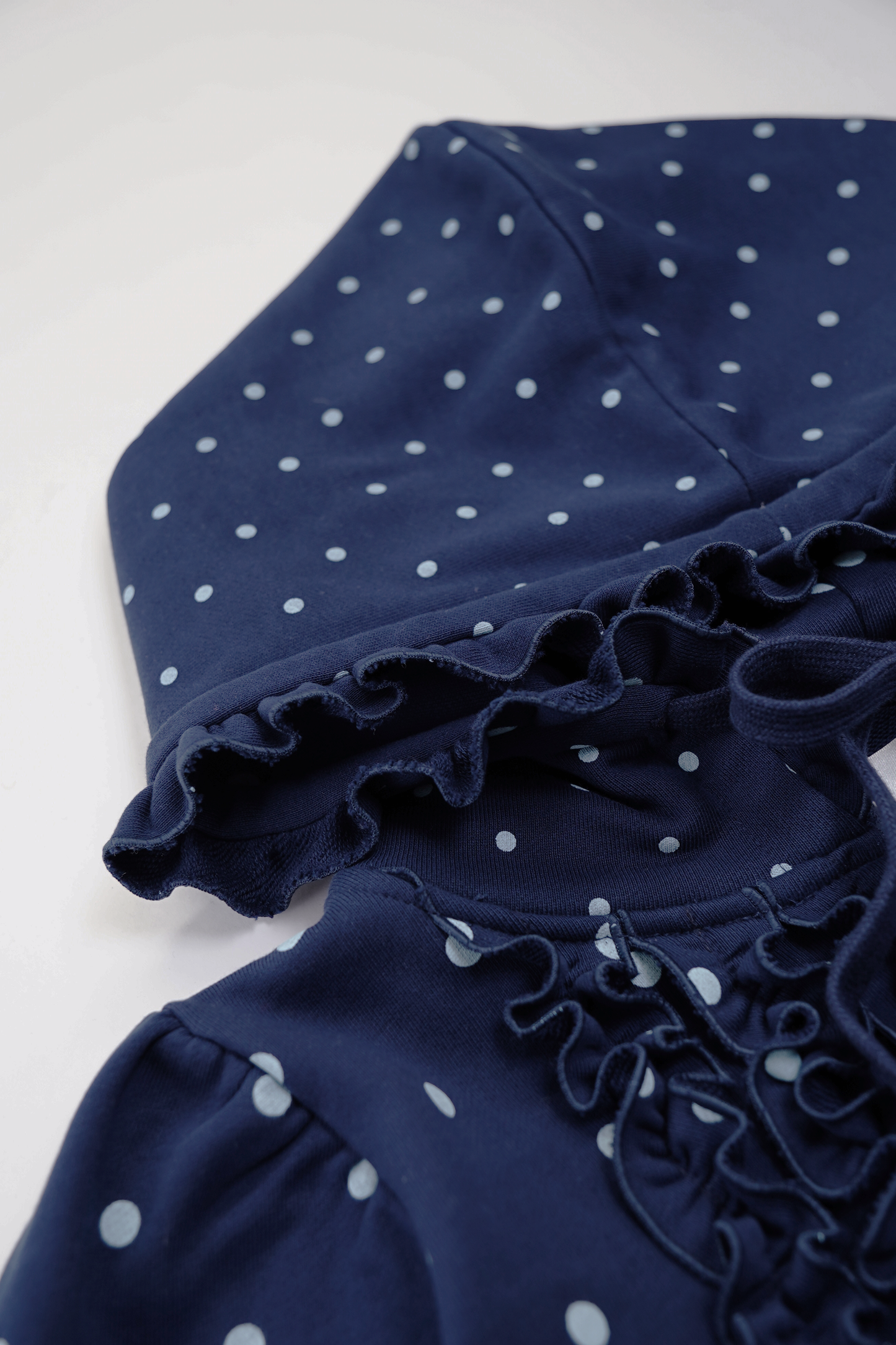 dot frill cotton zip hoodie