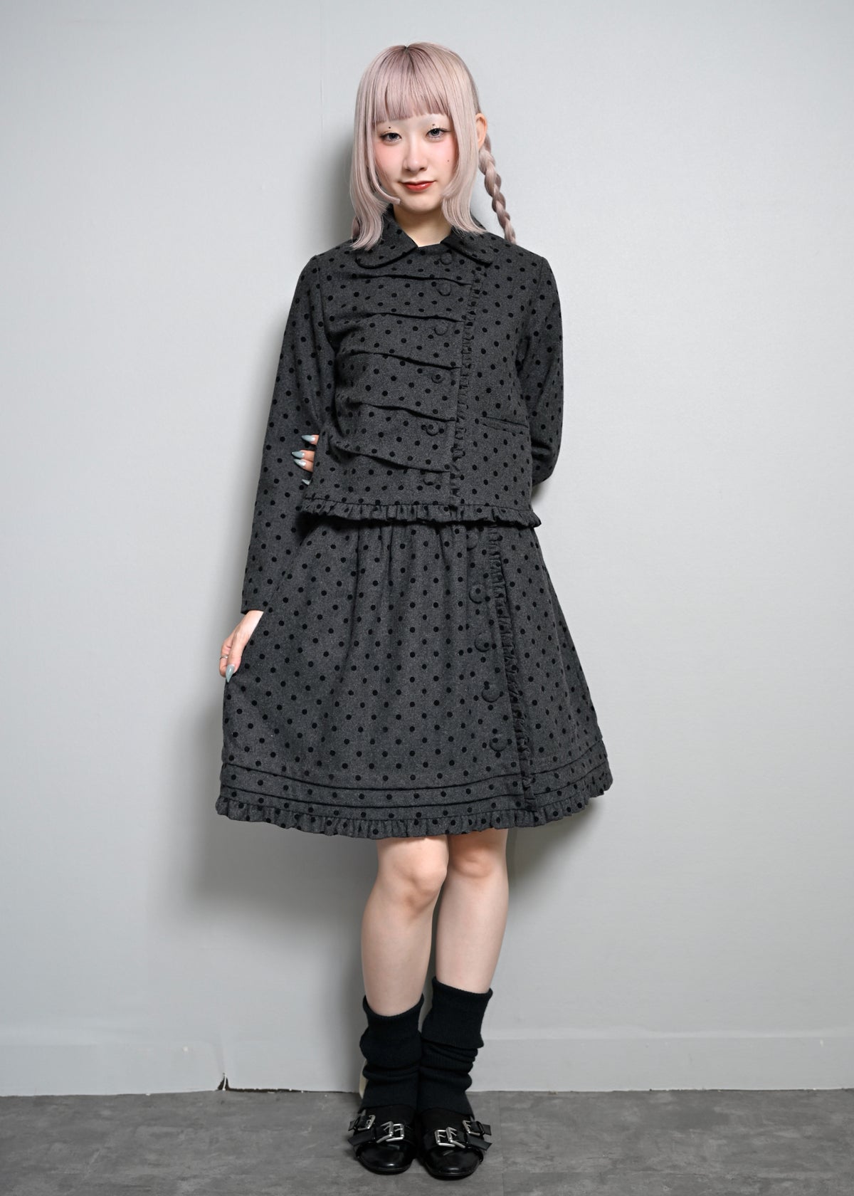 button up wool dot jacket