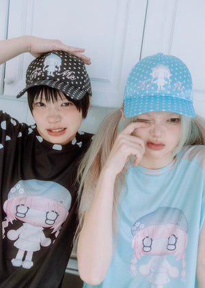 【HUHUEE】gallery girl satin dot cap