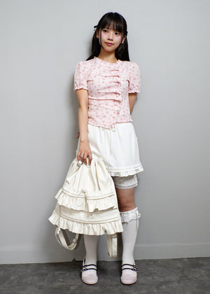soft vegan leather frill knapsack