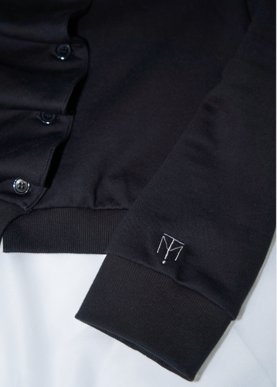 button up sweatshirt-BLACK