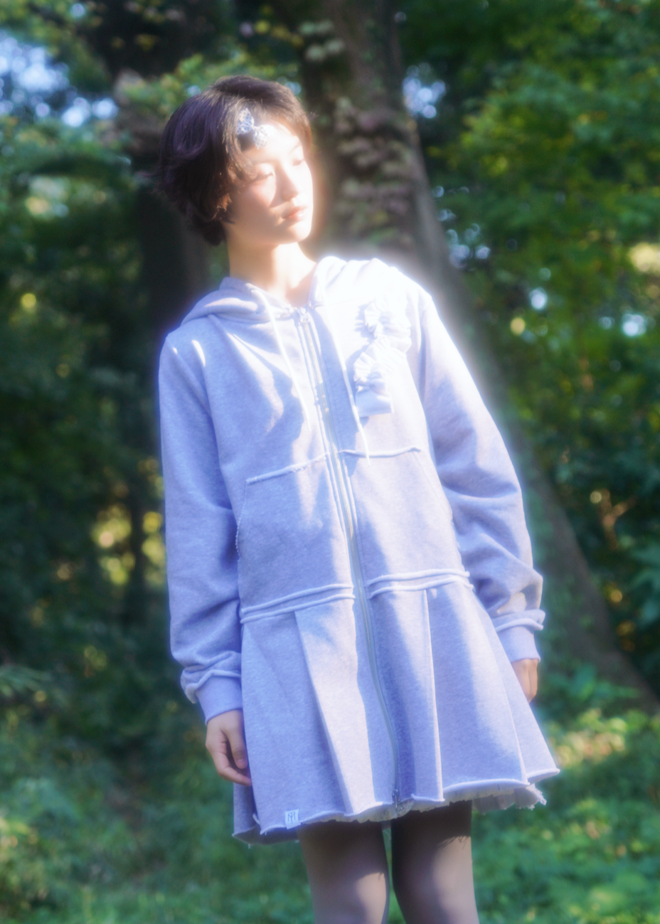 double-zip pleated one-piece