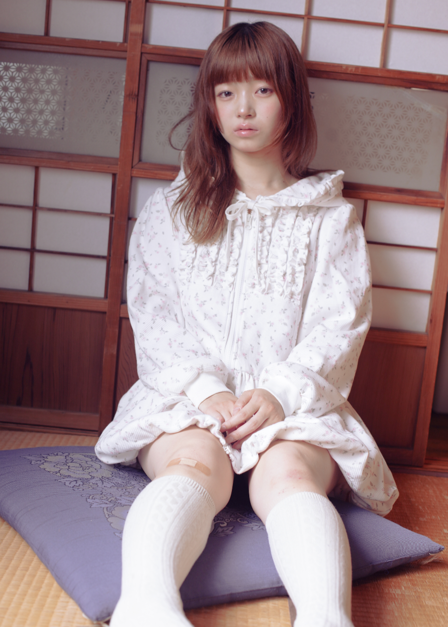 flower waffle balloon zip dress