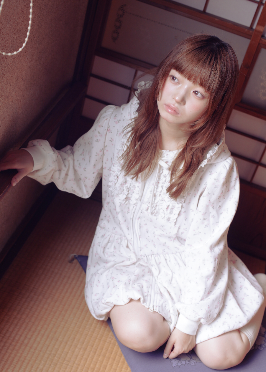 flower waffle balloon zip dress