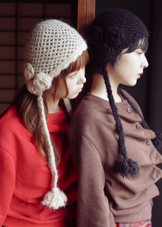 handmade rose beanie