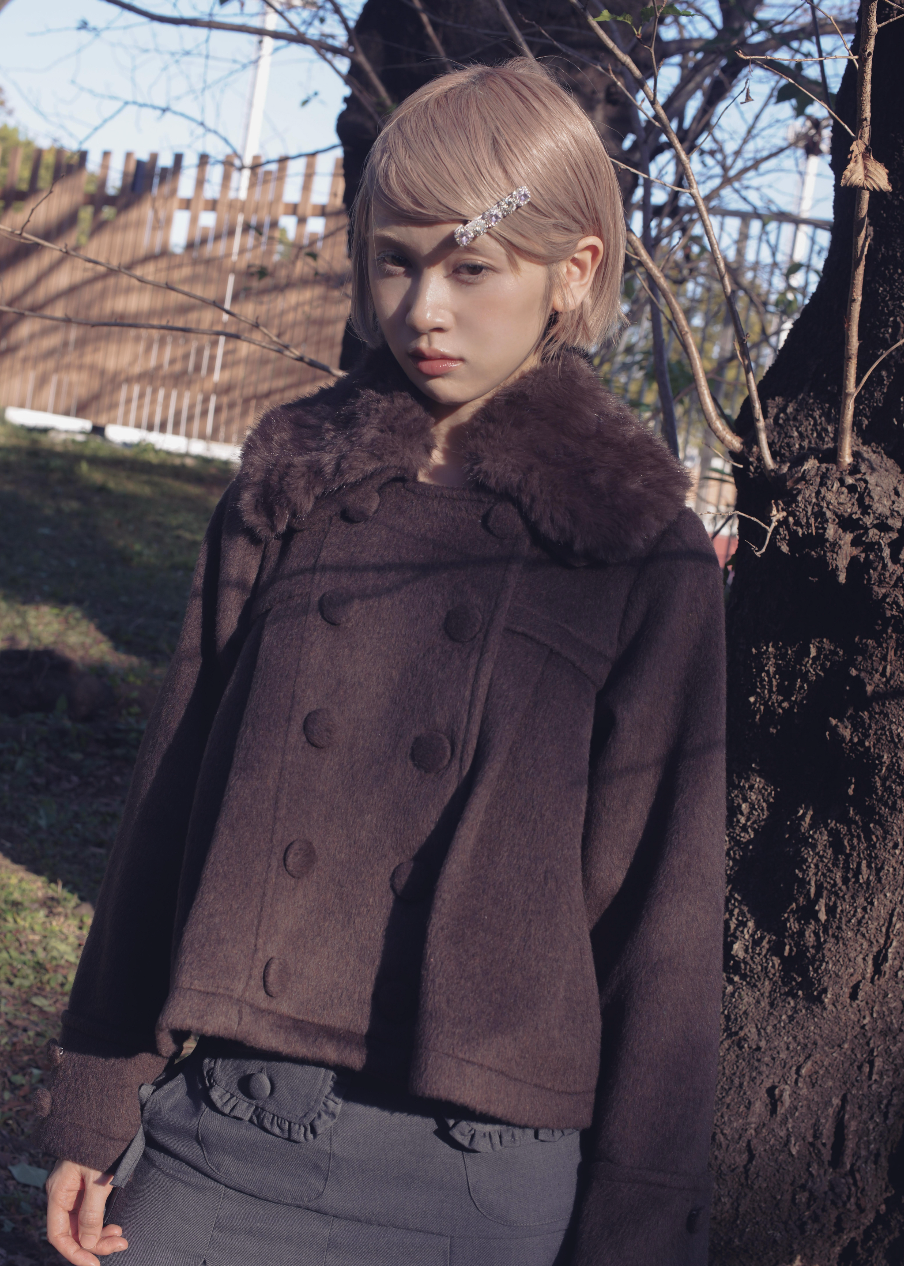 【12月上旬発送】grace fur collar wool coat