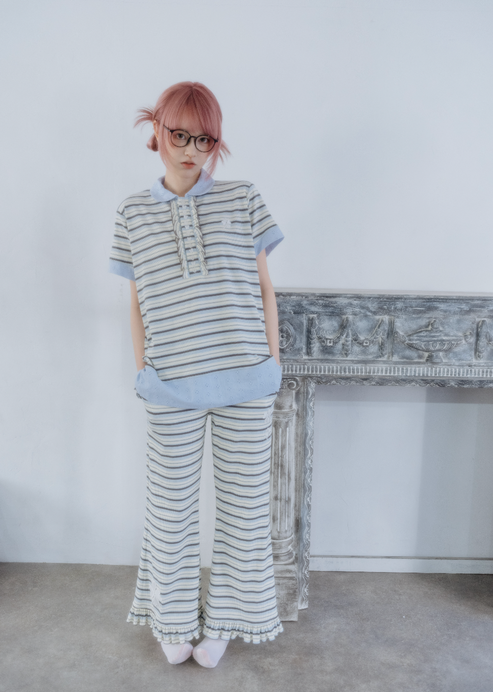 lucky clover stripe flare pants