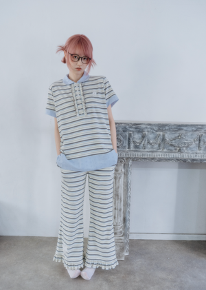 lucky clover stripe flare pants