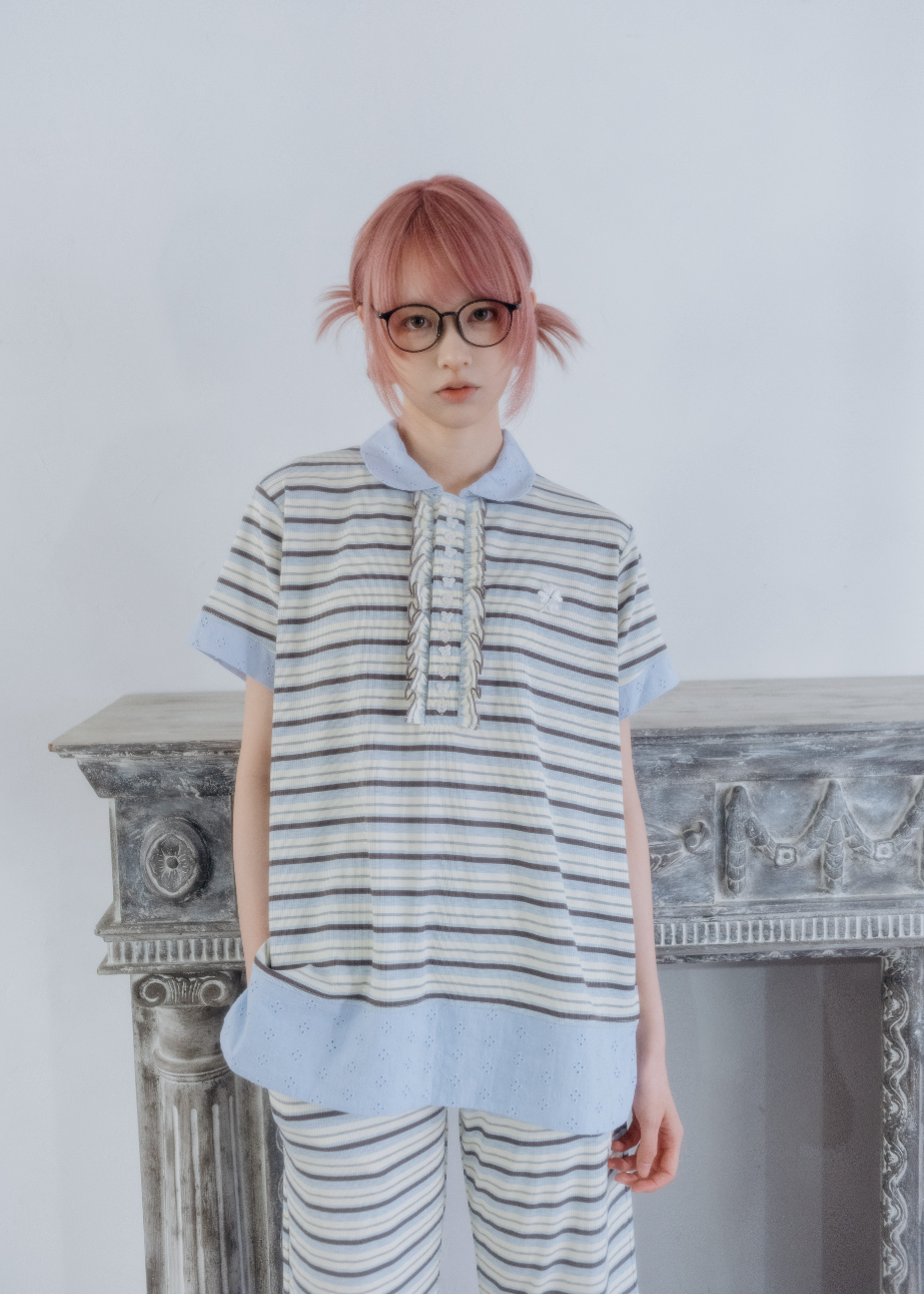 lucky clover stripe polo shirt