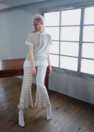 lucky clover stripe flare pants